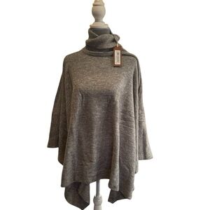 XCVI turtleneck poncho grey size L NWT